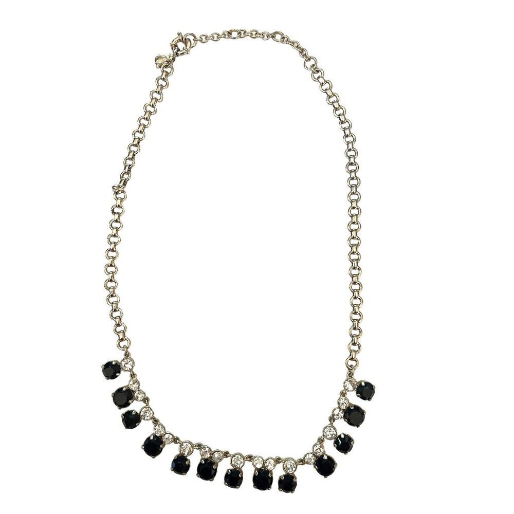 J.Crew Classic Black & Clear Rhinestone Statement Necklace